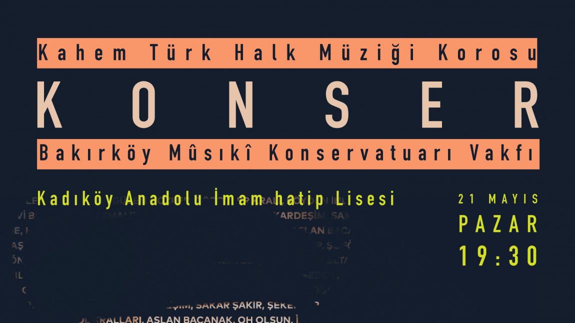 Bakırköy Musiki Vakfı Konservatuarı ile ortaklaşa gerçekleştireceğimiz  “ Yeşilçam Türküleri” konserimiz 21 Mayıs Tarihin’ de Kadıköy İmam Hatip Lisesi Konferans Salonu’n da gerçekleştirilecektir.